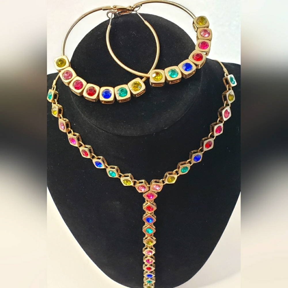 Carol Dauplaise Gold Tone Multicolor Stones Jewelry Set